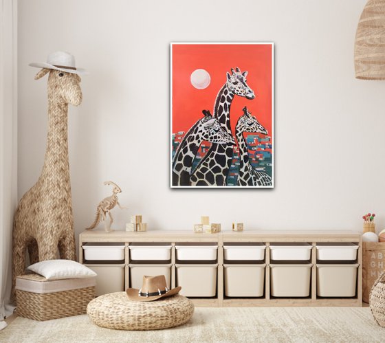 Giraffes / 100 X 70 cm