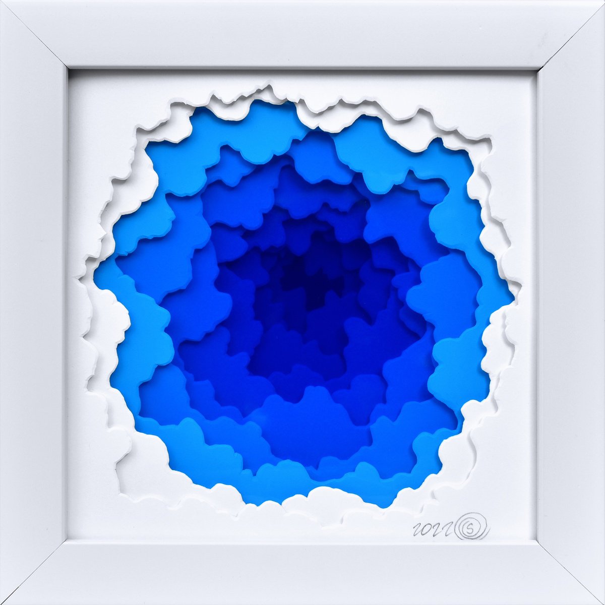 Organic Abstract Sculpture By Olga Skorokhod, 7 X 7", Vibrations Of The Sea, Original Artwork