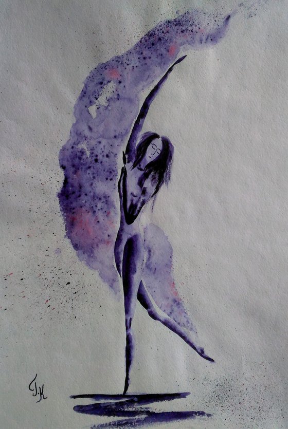 dancer original watercolor painting "Moon dancer"