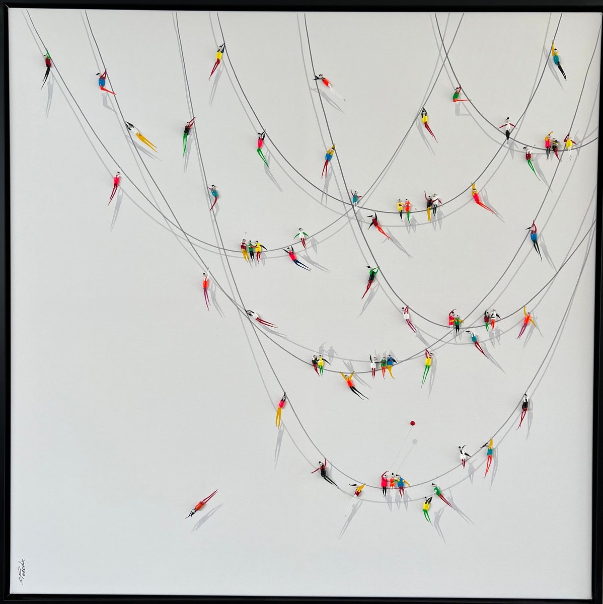 Abstract Portrait Acrylic Painting By Eka Peradze, 40 X 40, Freedom Acrobats Eka Peradze, Original Artwork