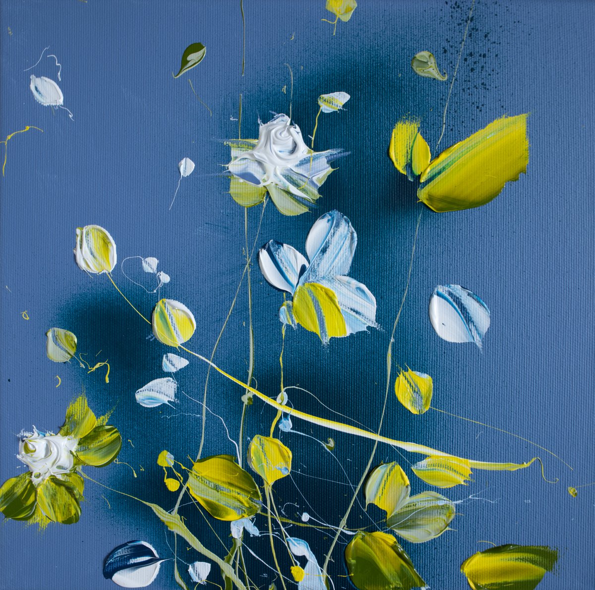 White Roses acrylic square artwork 30x30cm by Anastassia Skopp