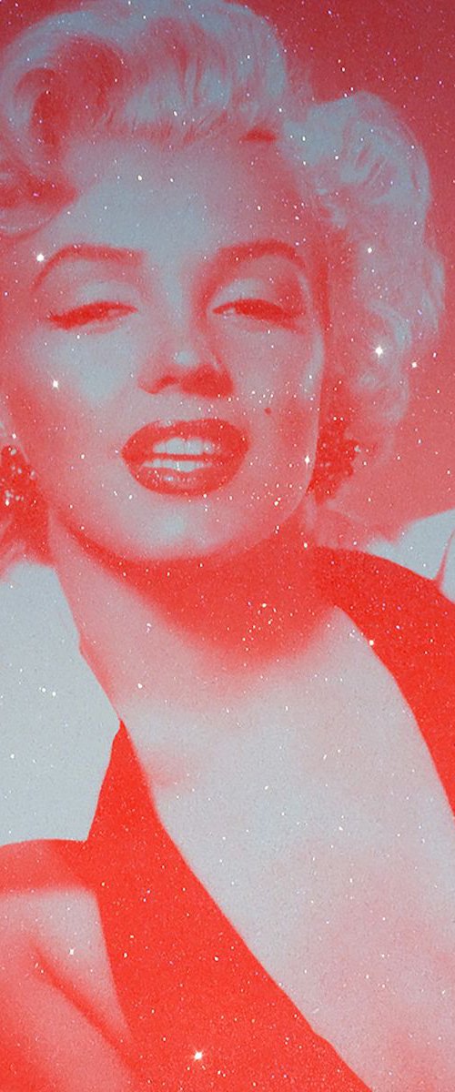 Marilyn Monroe-Neon Red (diamond dust) by David Studwell