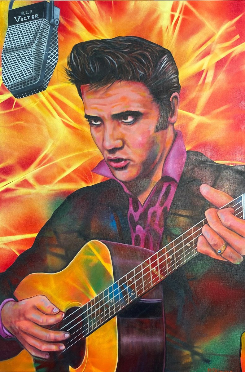 Expressive Portrait Oil Painting By Mark Antony Skirving, 24 X 35", The Hillbilly Cat, Original Artwork