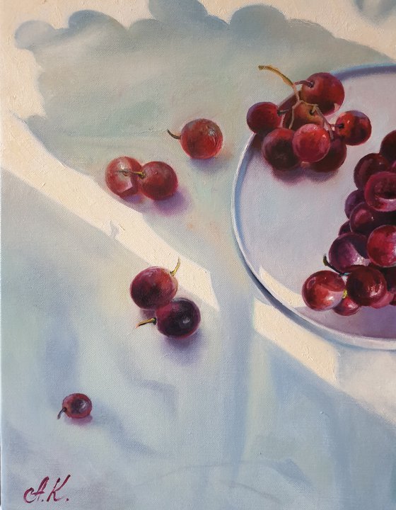 "Sunny grapes."  still life summer liGHt original painting  GIFT (2020)