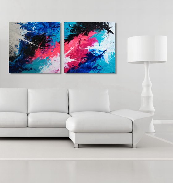 Color Storm IV Diptych (205 x 100 cm) XXXL (82 x 40 inches)
