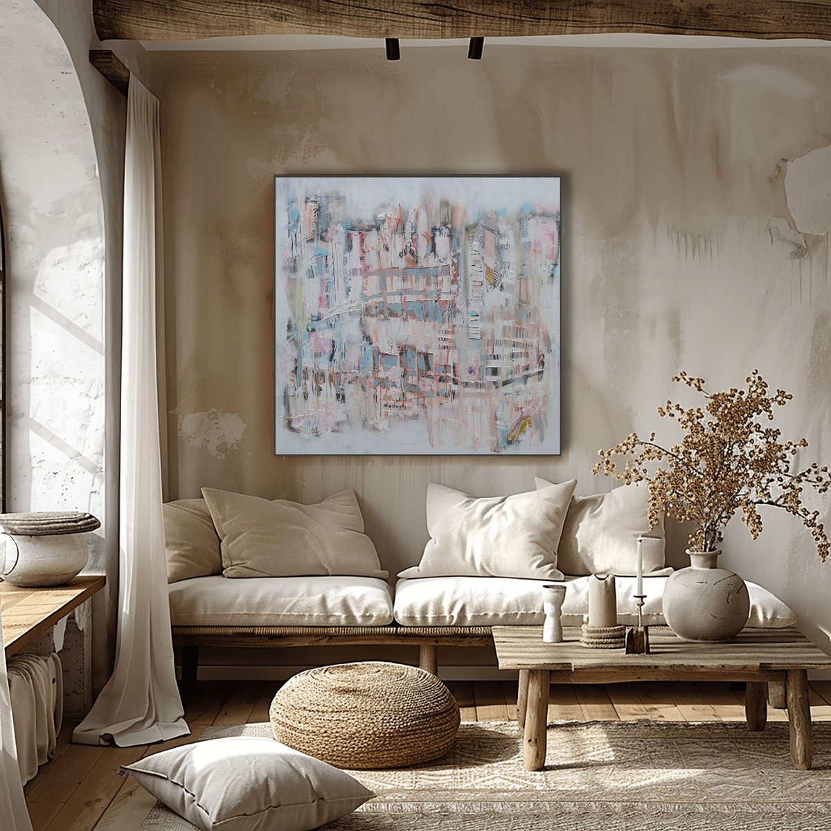 Abstract Acrylic Painting By Loretta Kaltenhauser, 36 X 36", Sweet Serenity, Original Artwork