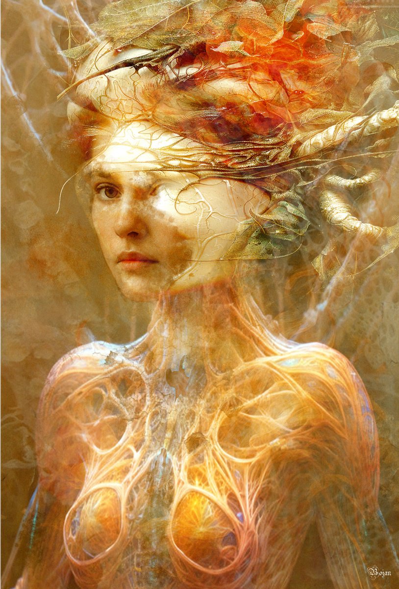 Illustrative Portrait Photograph By Bojan Jevtic, 29 X 43, Through My Veins, Original Artwork