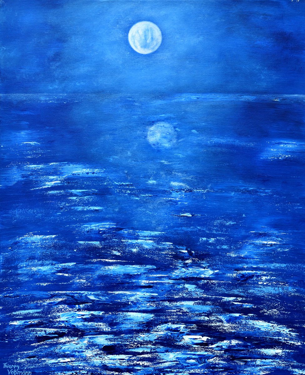 Magical full moon.73x60 cm. Free shipping. by Thierry Vobmann. Abstract .