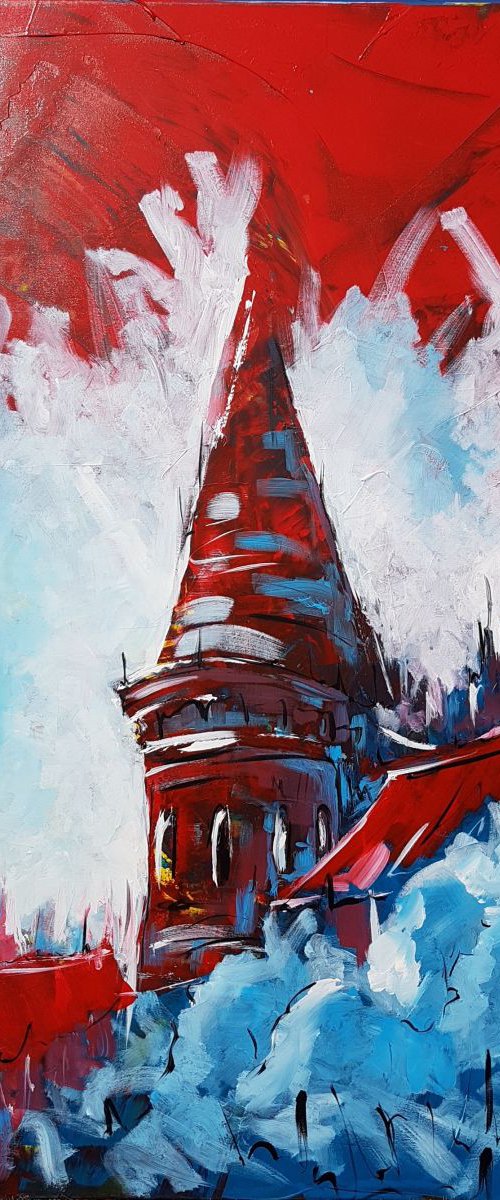 N29 City view Large colourful acrylic on Canvas 100x140cm by Lukasz Lepik
