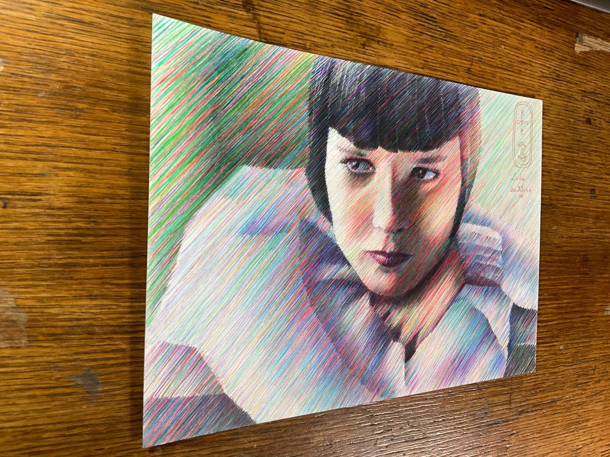 Geometric Portrait Pencil Drawing By Corne Akkers, 12 X 8, Lulu - 22-09-24, Original Artwork