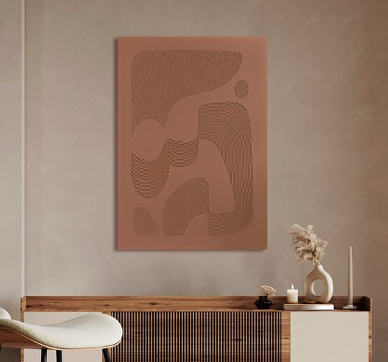 "Red bay" Red abstract high textured art