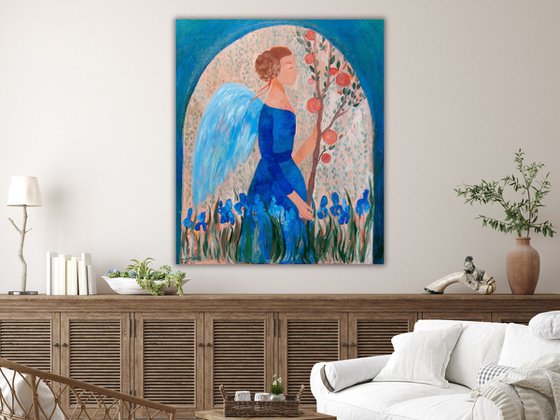 Angel Painting - SECRET GARDEN, oil on canvas - 40*34in