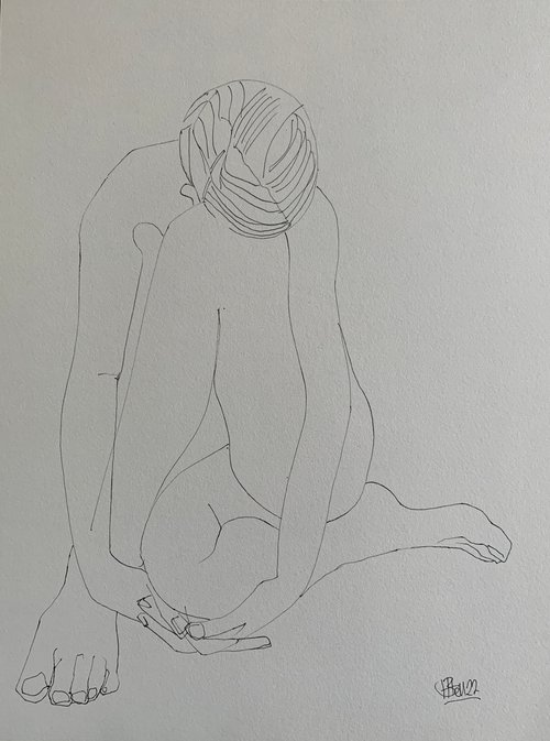 “Curled female nude” by Hanna Bell