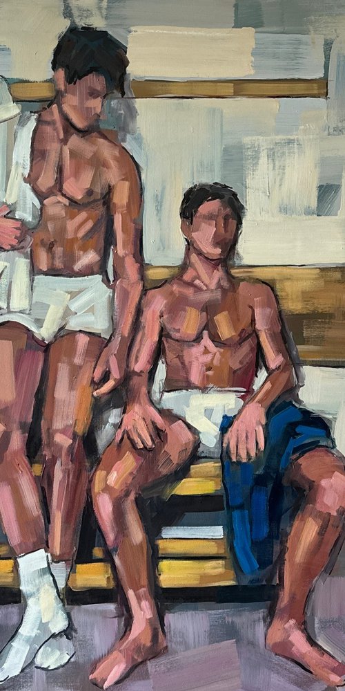 Gay male nude painting by Emmanouil Nanouris