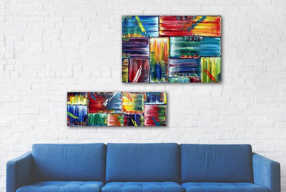 "Rebel Rebel" - FREE USA SHIPPING + Save As A Series - Original Large PMS Abstract Diptych Oil Paintings On Canvas - 36" x 36"