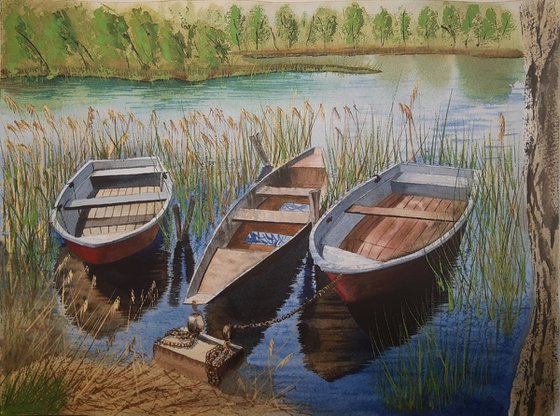 Boats on river Havelse Germany