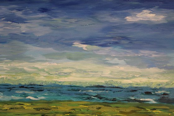 Sky, Sea and Golf ! Abstract art in Acrylics, Gift