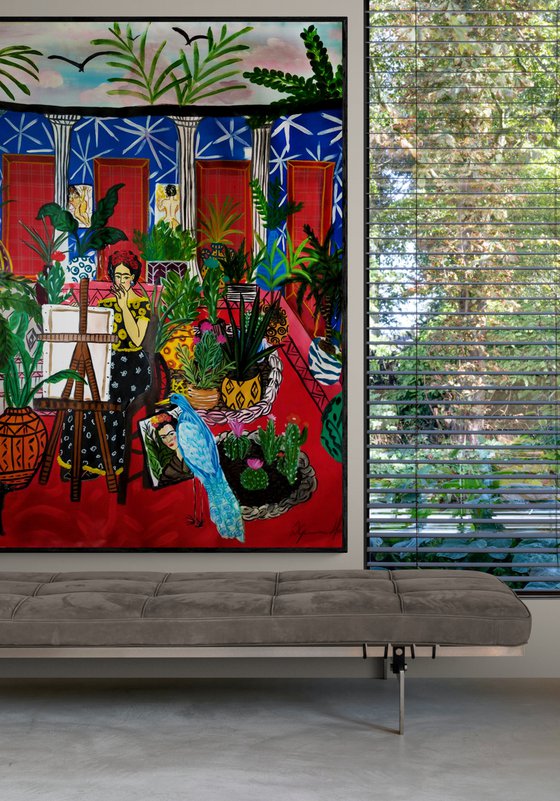 Casa de Frida - oil & acrylic on canvas - free shipping