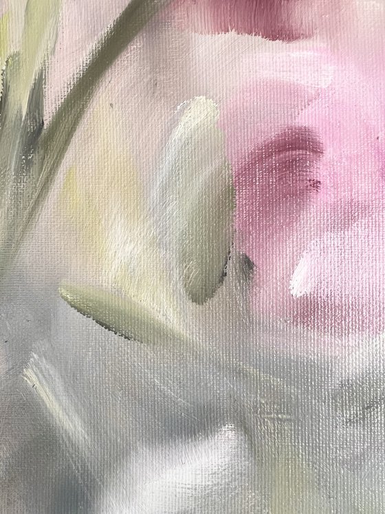 Pink peonies in a frame