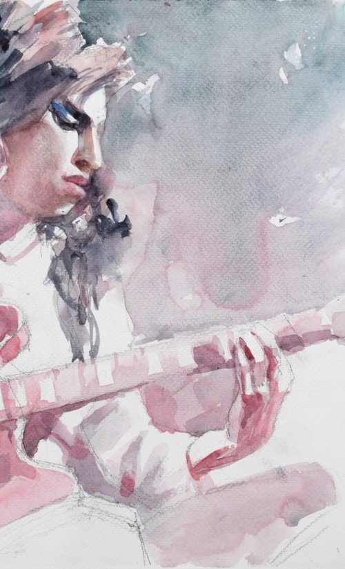 Amy in a mood for music by Goran Žigolić Watercolors