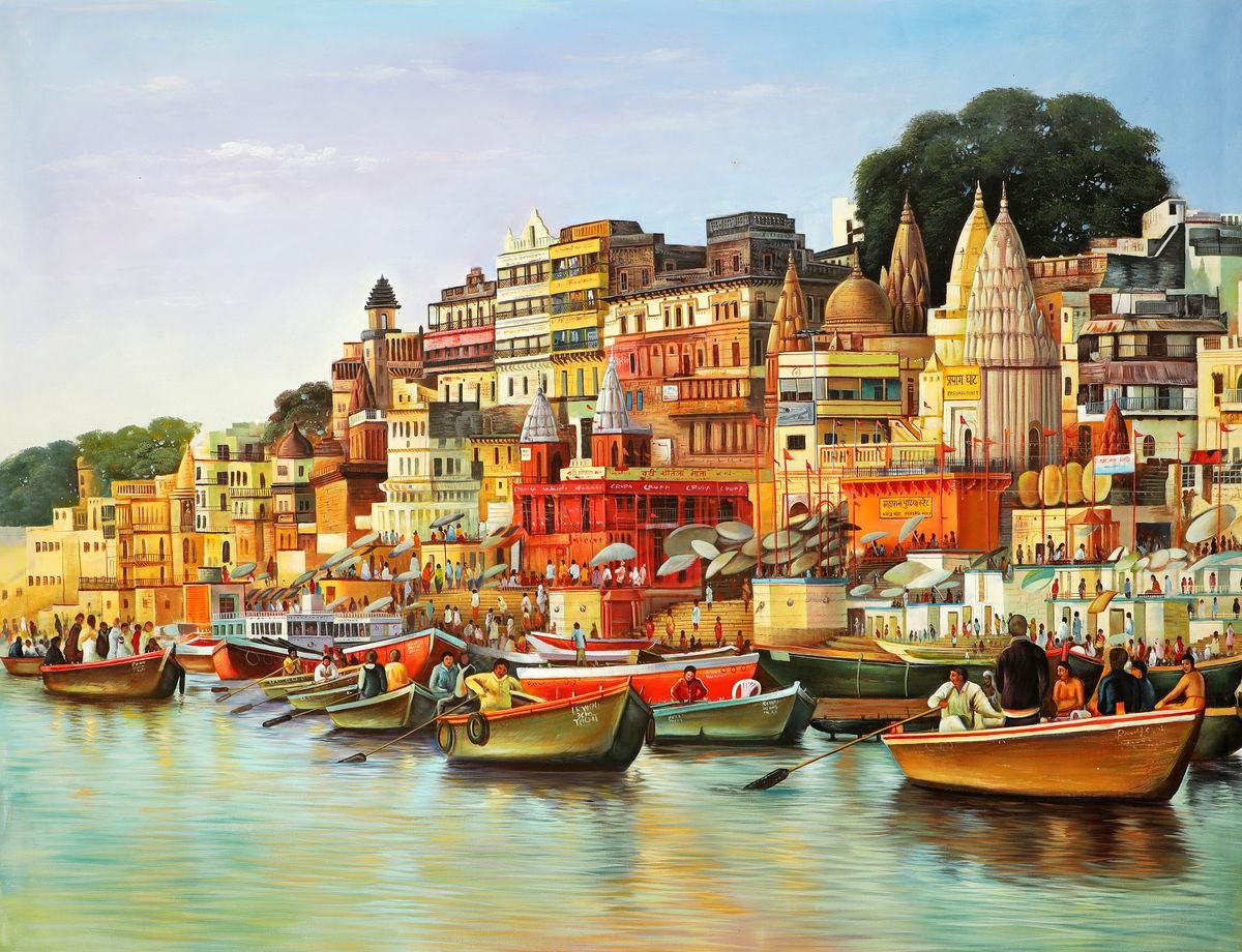 Banaras ghaat in day by Kuldeep Singh