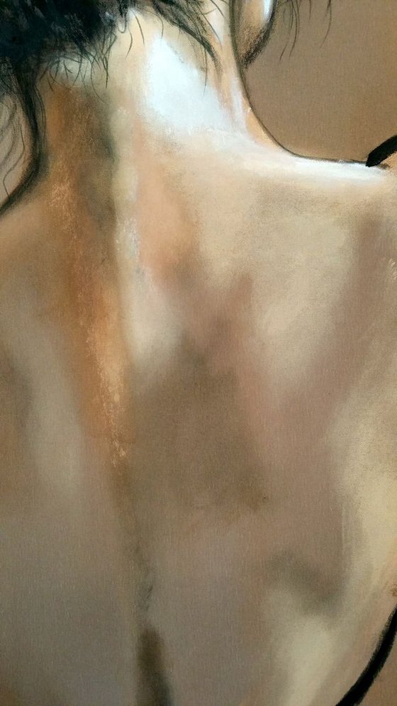 "Before performance I" Original acrylic painting on fabric 84x67x2cm.ready to hang