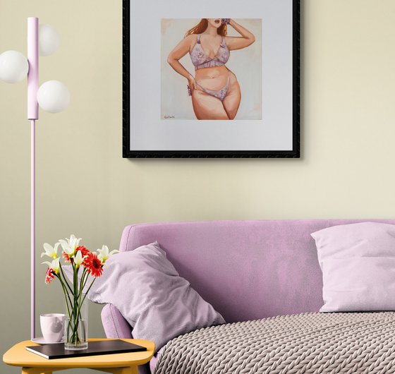 Girl in purple underwear