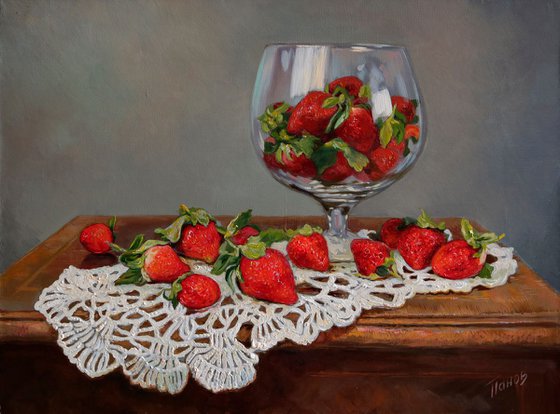 Strawberry on lace