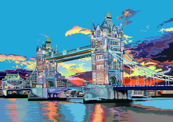 A3 Tower Bridge from Potters Fields Park, London Illustration Print