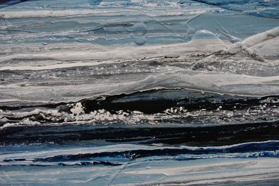 Prushed Arctic 200cm x 80cm Blue Grey Abstract Art