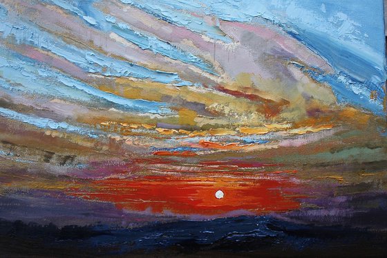 'Wold Sunset 1 Early September' 2017 Original Oil Painting
