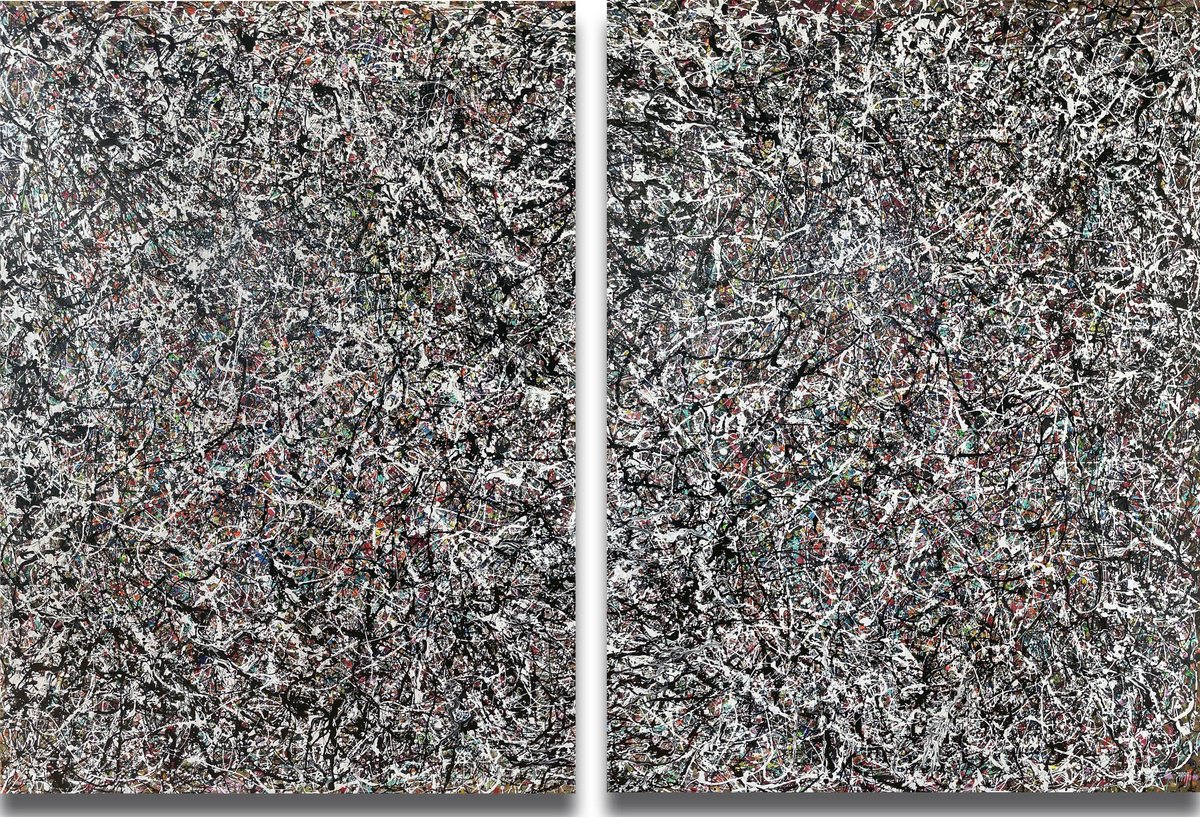 Geometric Abstract Painting By Juan Jose Garay, 118 X 79", Man And Woman-Diptych, Original Artwork