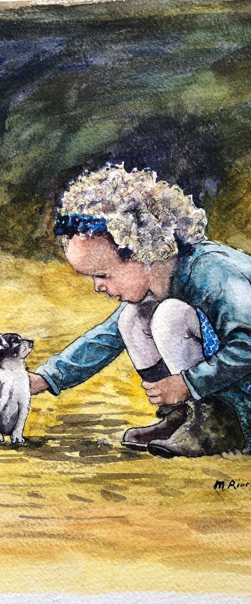 LITTLE GIRL WITH KITTEN by Margaret Riordan