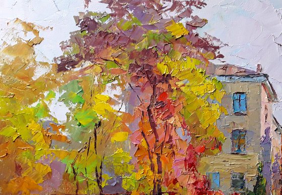 Cityscape with autumn