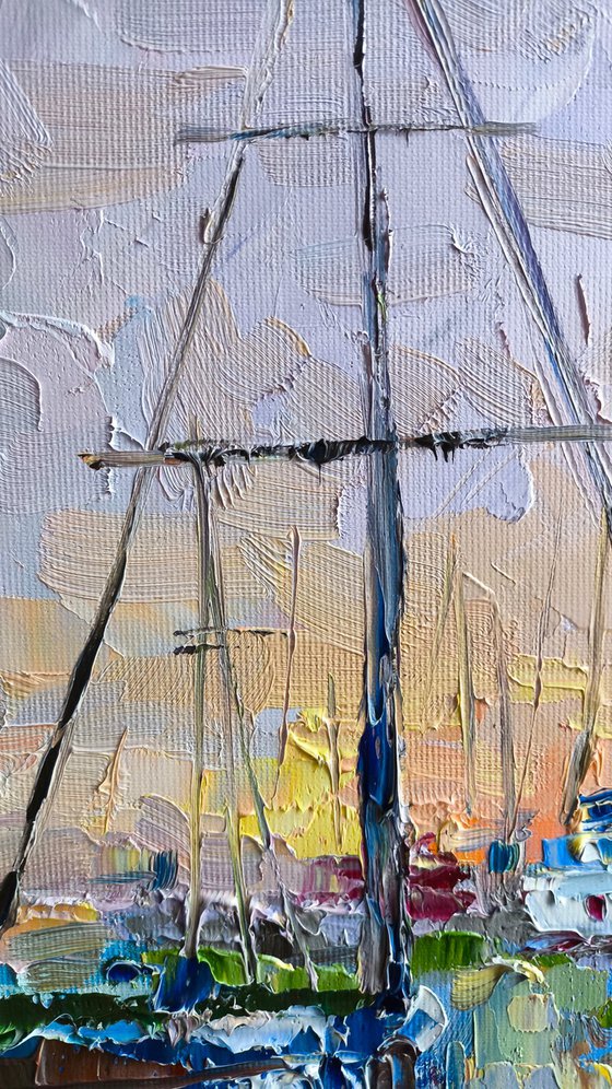 Quiet harbor at sunset