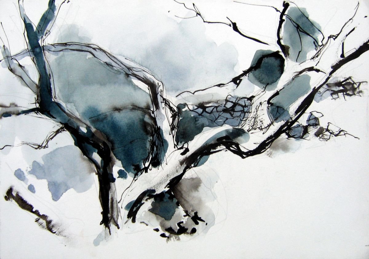 In the Olive  grove VIII by Goran Zigolic Watercolors