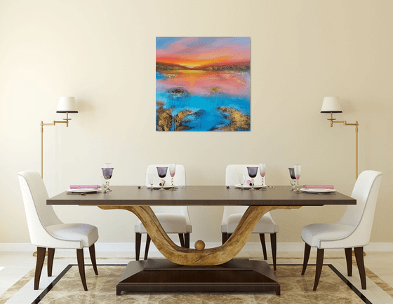 A beautiful large modern abstract figurative seascape painting "Evening mood"
