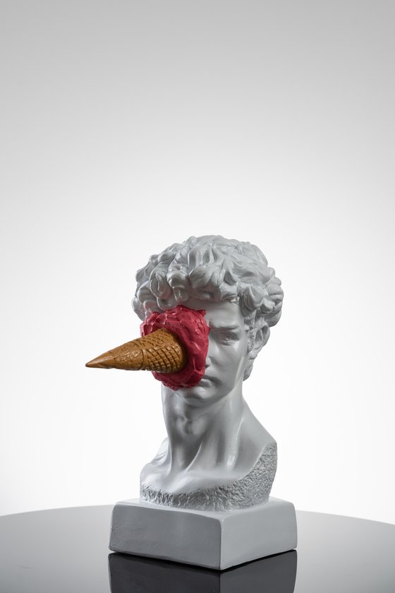 David Pop Art Sculpture, David Bust with Ice Cream Cone