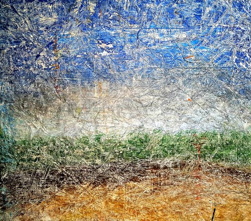 The flag of my country (n.236) - abstract landscape - 84 x 74 x 2,50 cm - ready to hang - acrylic painting on stretched canvas by Alessio Mazzarulli