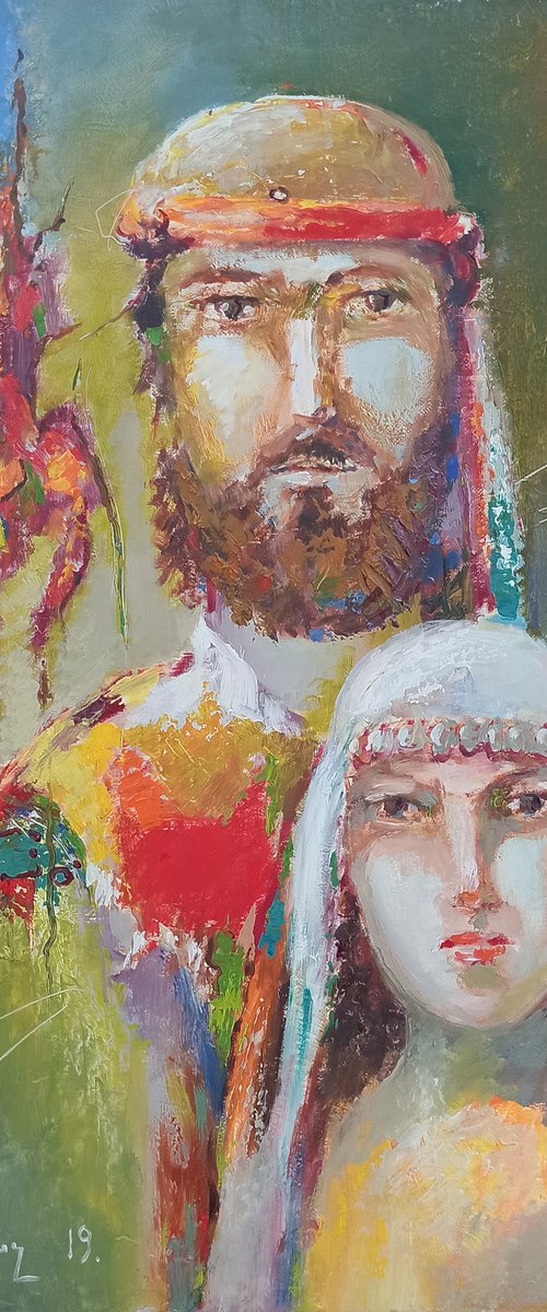 Armenian couple (40x60cm, oil/canvas, ready to hang) by Sergey Xachatryan