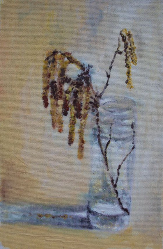 Spring Catkins in a glass jar