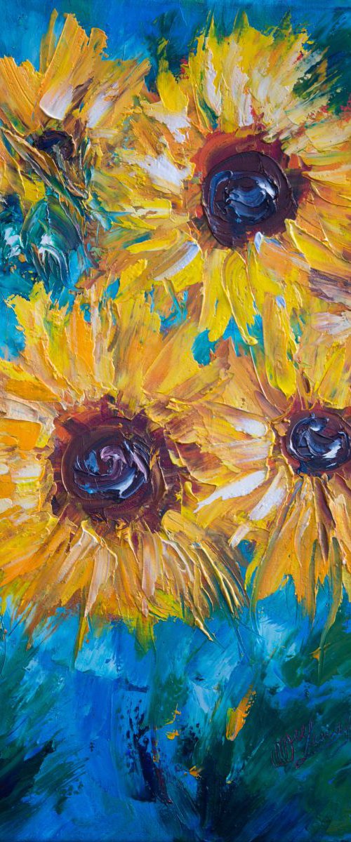 Sunflowers (palette knife) by Lena Owens at OLena Art