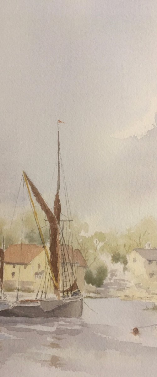 Pin Mill with Thames Barge by Noel Sawyer
