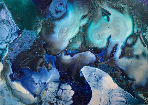 Ocean Ink Abstract Painting