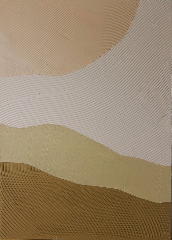 "Cream Field" Beige abstract high textured