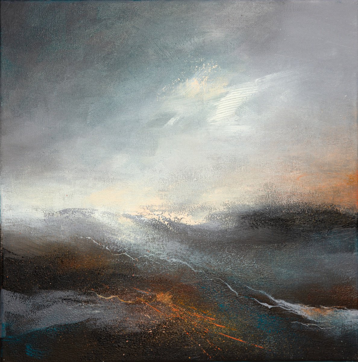 Expressive Landscape Acrylic Painting By Paul Hillary, 18 X 18", Murmerous Rydal, Original Artwork