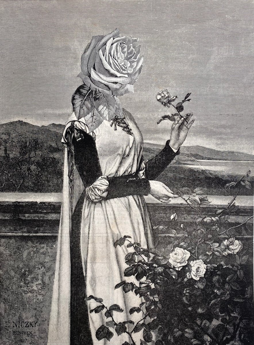 Surrealistic Portrait Collage By Tudor Evans, 7 X 9", Romeo And Juliet, Original Artwork