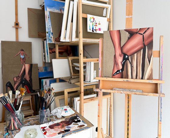 Harness - Woman Feet Erotic Kinky Painting