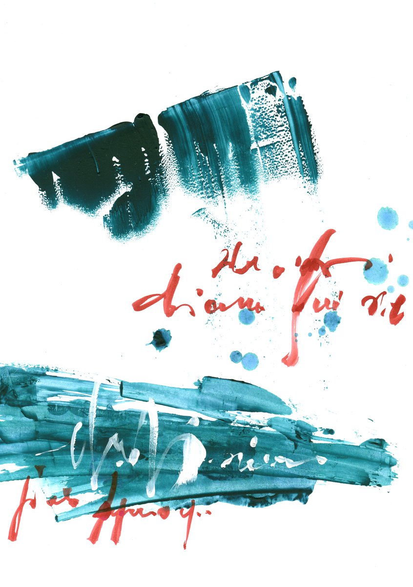 Geometric Abstract Ink Drawing By Ksenia Selianko, 8 X 12", Signs N10, Original Artwork