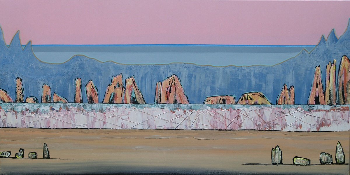 Impressionistic Abstract Acrylic Painting By Loretta Kaltenhauser, 48 X 24", The Last Supper, Original Artwork